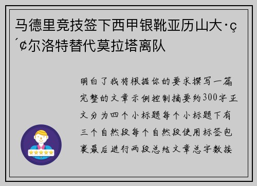 马德里竞技签下西甲银靴亚历山大·索尔洛特替代莫拉塔离队 马德里竞技签下西甲银靴亚历山大·索尔洛特替代莫拉塔离队